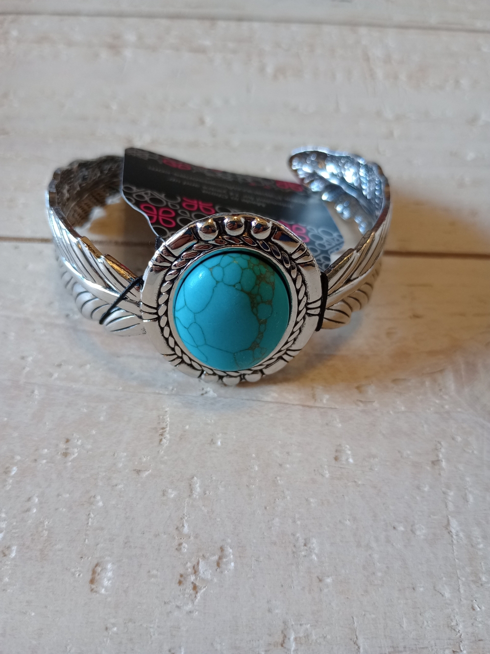 paparazzi Silver Cuff Bracelet with Turquoise Stone